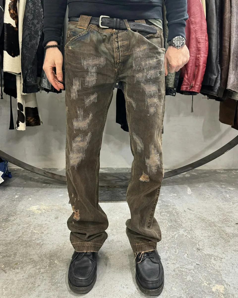 FW2006 Dolce & Gabbana Distressed Grey Relaxed Denim Jeans (XL) 2