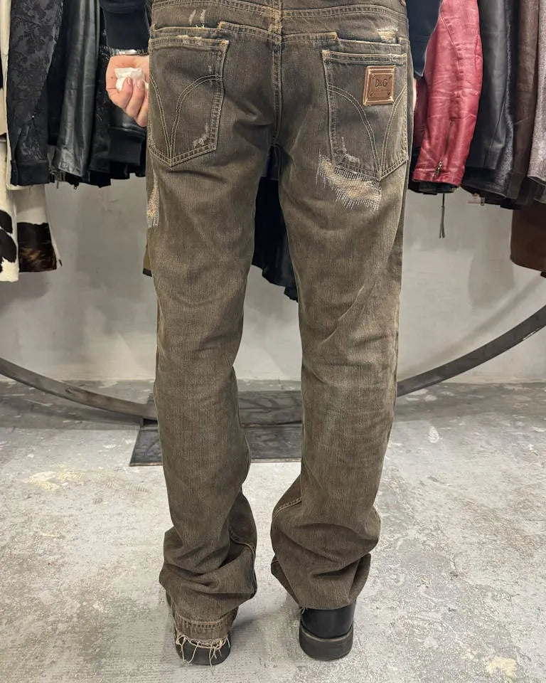 FW2006 Dolce & Gabbana Distressed Grey Relaxed Denim Jeans (XL) 3