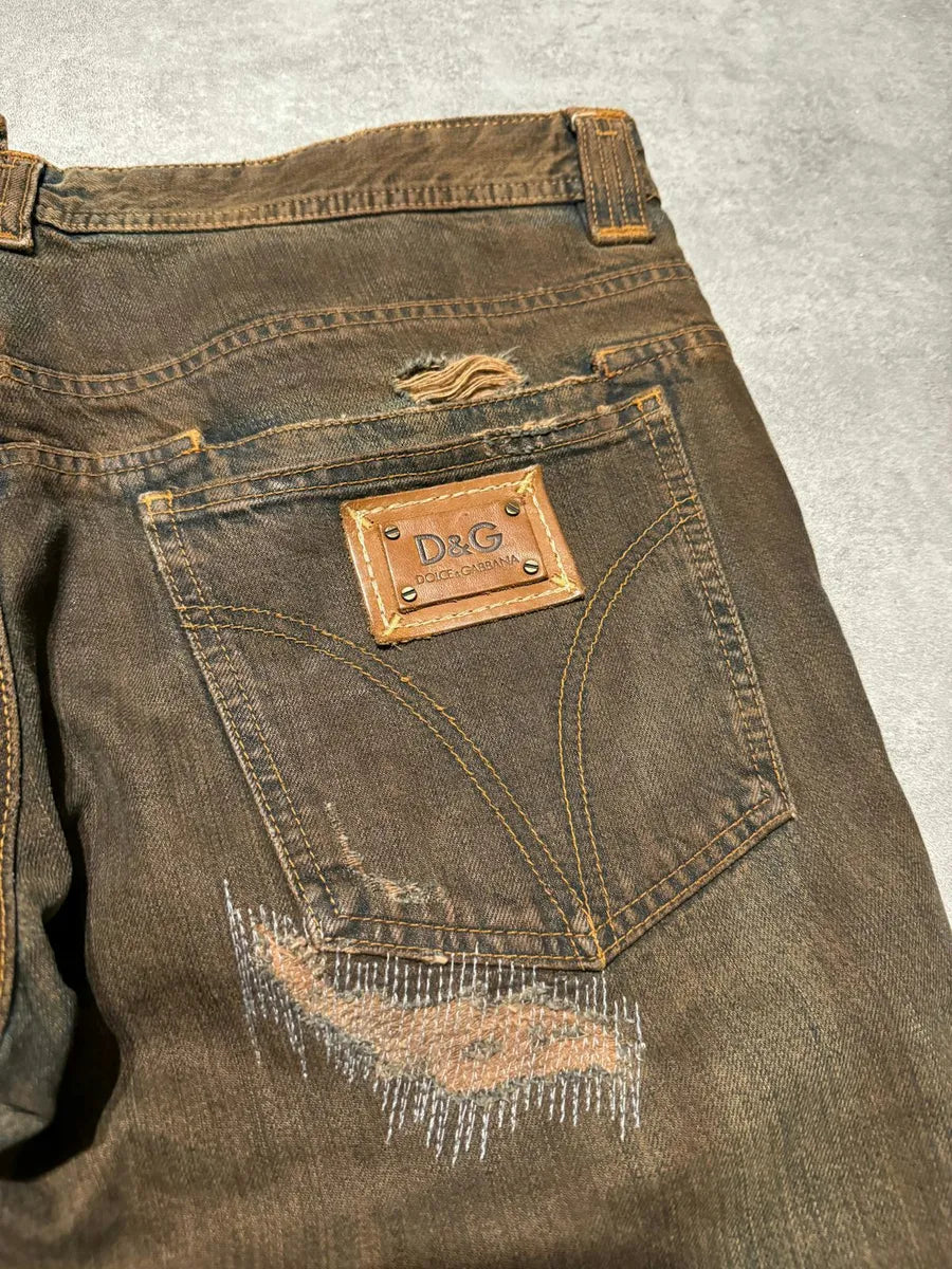 FW2006 Dolce & Gabbana Distressed Grey Relaxed Denim Jeans (XL) 4