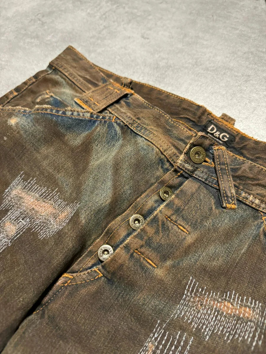 FW2006 Dolce & Gabbana Distressed Grey Relaxed Denim Jeans (XL) 7