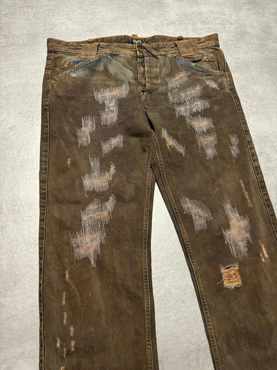 FW2006 Dolce & Gabbana Distressed Grey Relaxed Denim Jeans (XL) 8