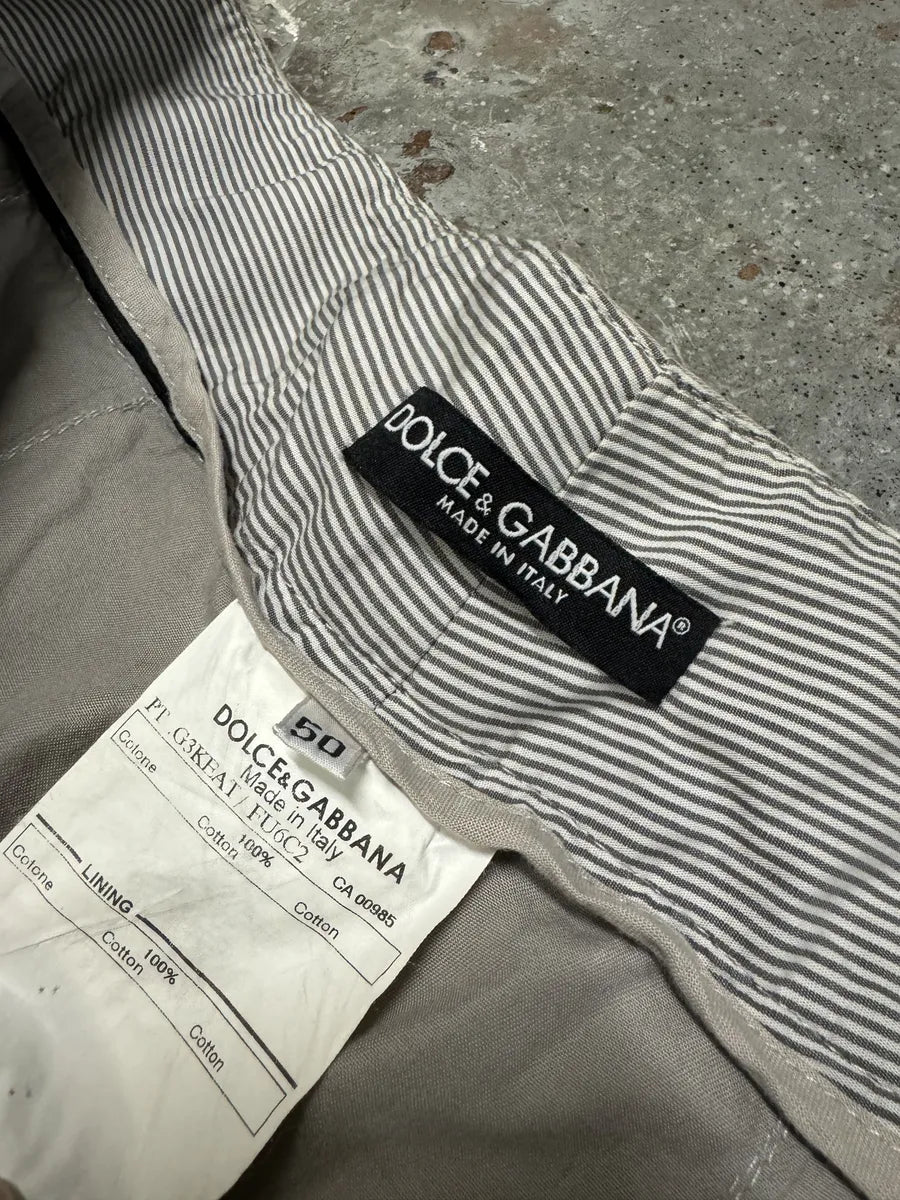 FW2006 Dolce & Gabbana Grey Multi Zips Cargo Beige Pants (L) 10