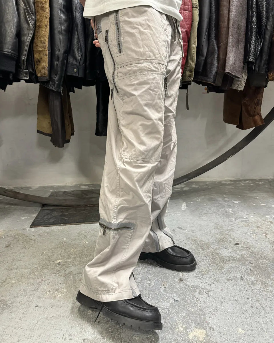 FW2006 Dolce & Gabbana Grey Multi Zips Cargo Beige Pants (L) 2