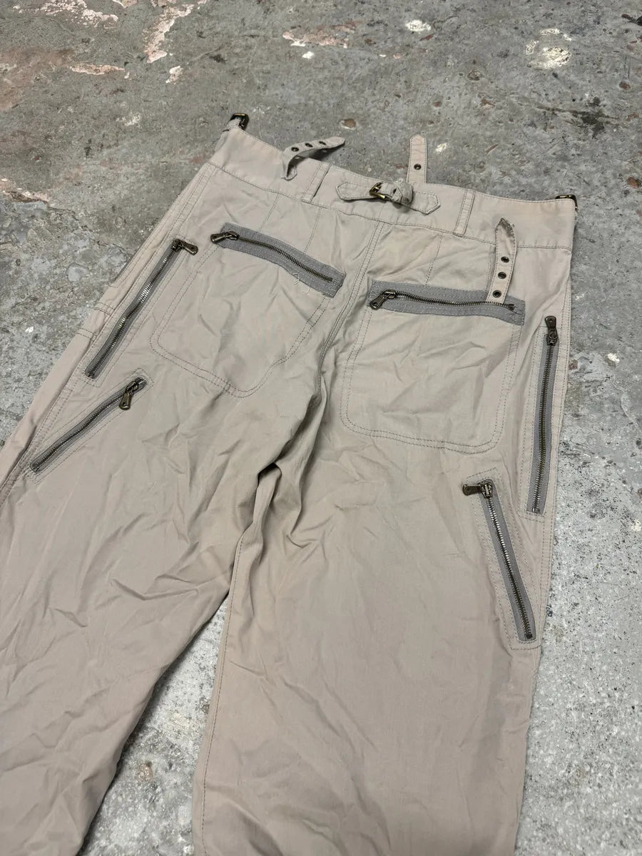 FW2006 Dolce & Gabbana Grey Multi Zips Cargo Beige Pants (L) 3