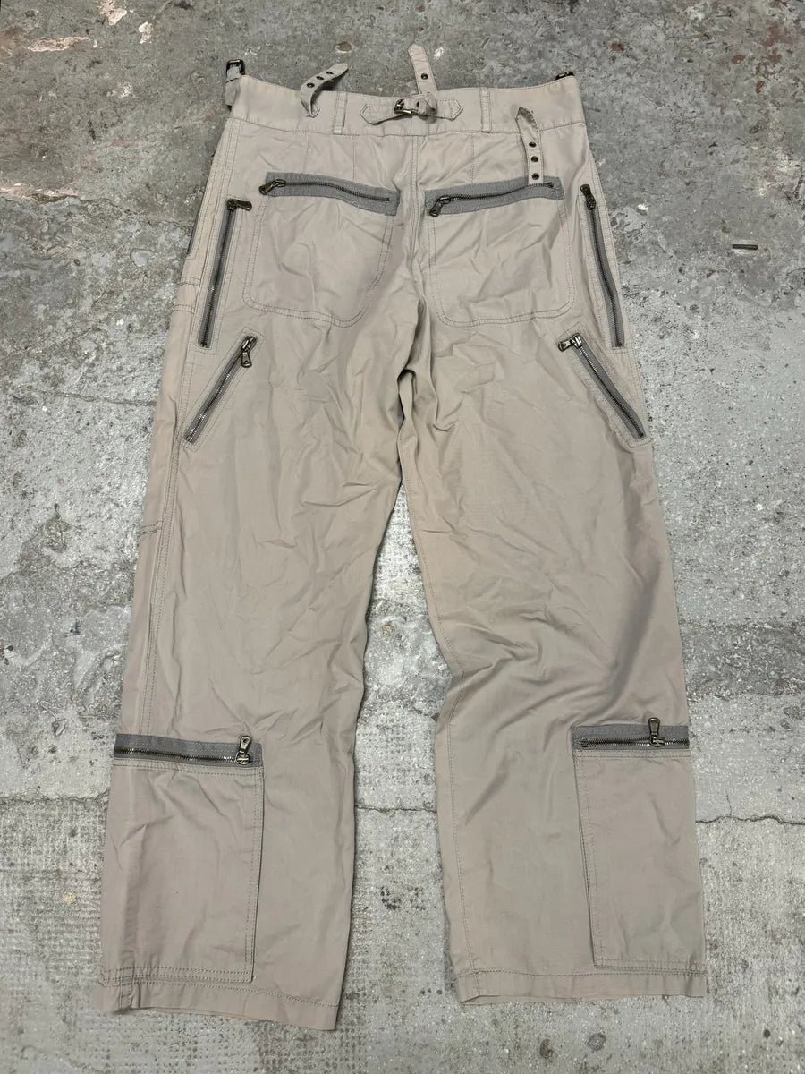 FW2006 Dolce & Gabbana Grey Multi Zips Cargo Beige Pants (L) 4