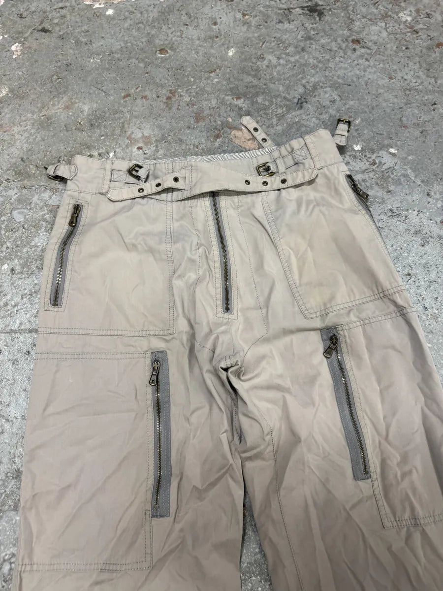 FW2006 Dolce & Gabbana Grey Multi Zips Cargo Beige Pants (L) 6