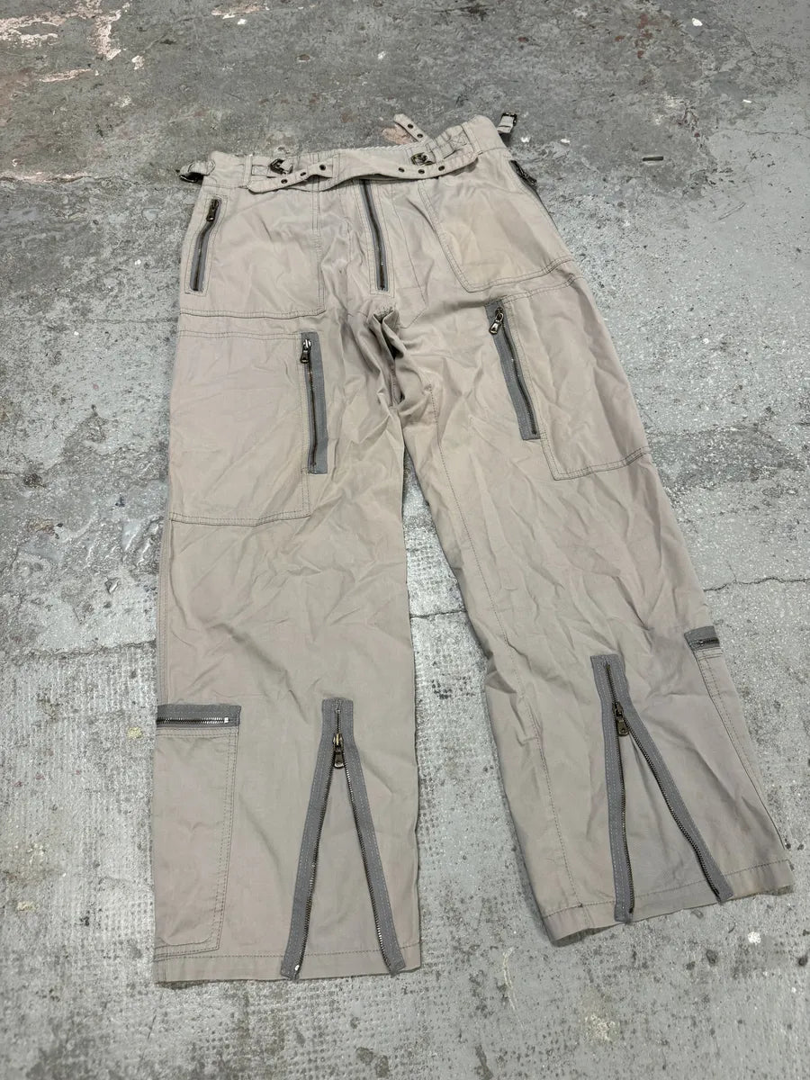 FW2006 Dolce & Gabbana Grey Multi Zips Cargo Beige Pants (L) 8