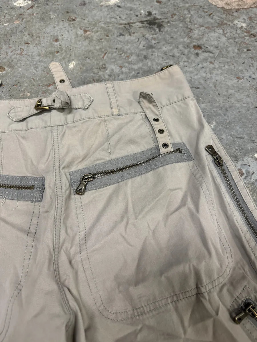 FW2006 Dolce & Gabbana Grey Multi Zips Cargo Beige Pants (L) 9