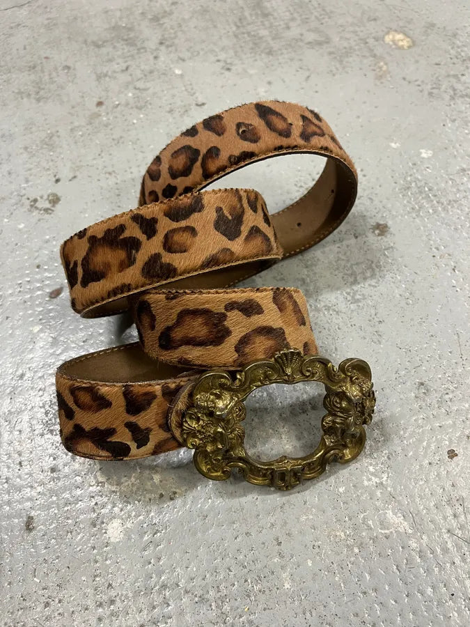 FW2006 Dolce & Gabbana Leopard Print Fur Leather Belt YhnrFUn 2