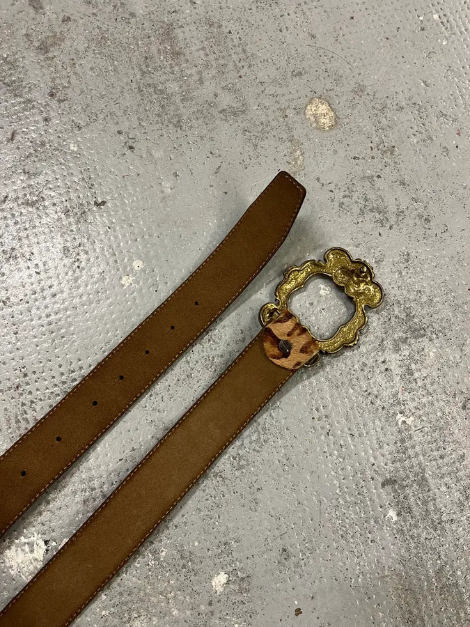 FW2006 Dolce & Gabbana Leopard Print Fur Leather Belt YhnrFUn 5