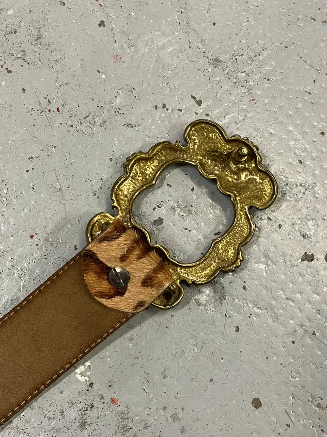 FW2006 Dolce & Gabbana Leopard Print Fur Leather Belt YhnrFUn 6