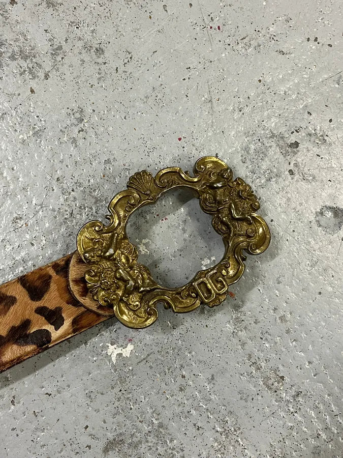 FW2006 Dolce & Gabbana Leopard Print Fur Leather Belt YhnrFUn 7