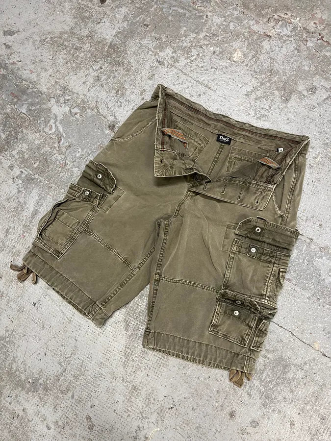 FW2006 Dolce & Gabbana Multi Pockets Olive Cargo Shorts (S/M) HzcFIfl 5