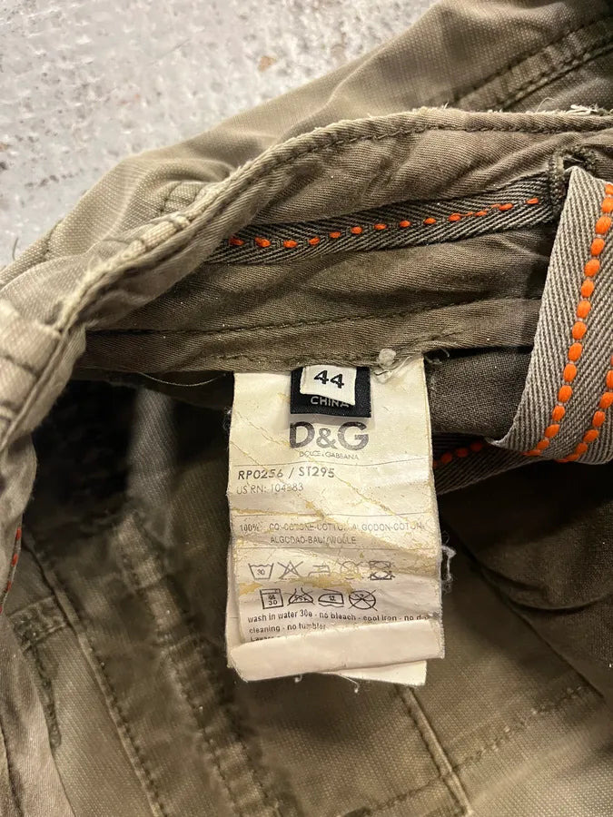 FW2006 Dolce & Gabbana Multi Pockets Olive Cargo Shorts (S/M) HzcFIfl 7