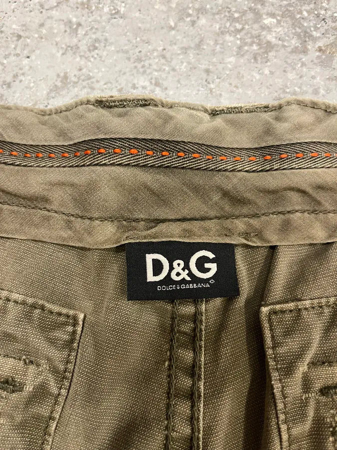 FW2006 Dolce & Gabbana Multi Pockets Olive Cargo Shorts (S/M) HzcFIfl 8
