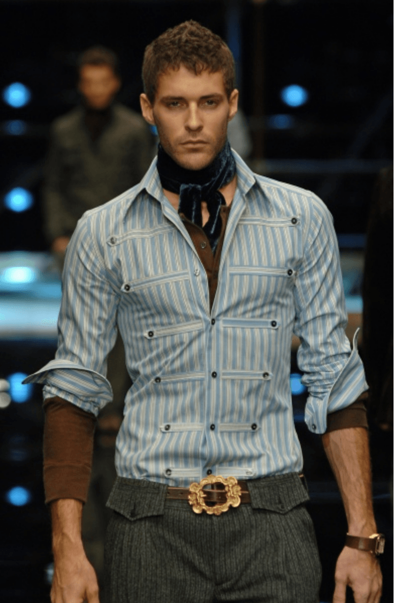 FW2006 Dolce & Gabbana Napoleon Buttoned Blue Lines Shirt fyAoKms 1