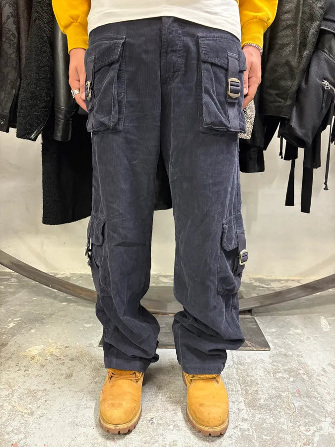 FW2006 Dolce & Gabbana Navy Velvet Bondage Cargo Pants RjTgHqq 1
