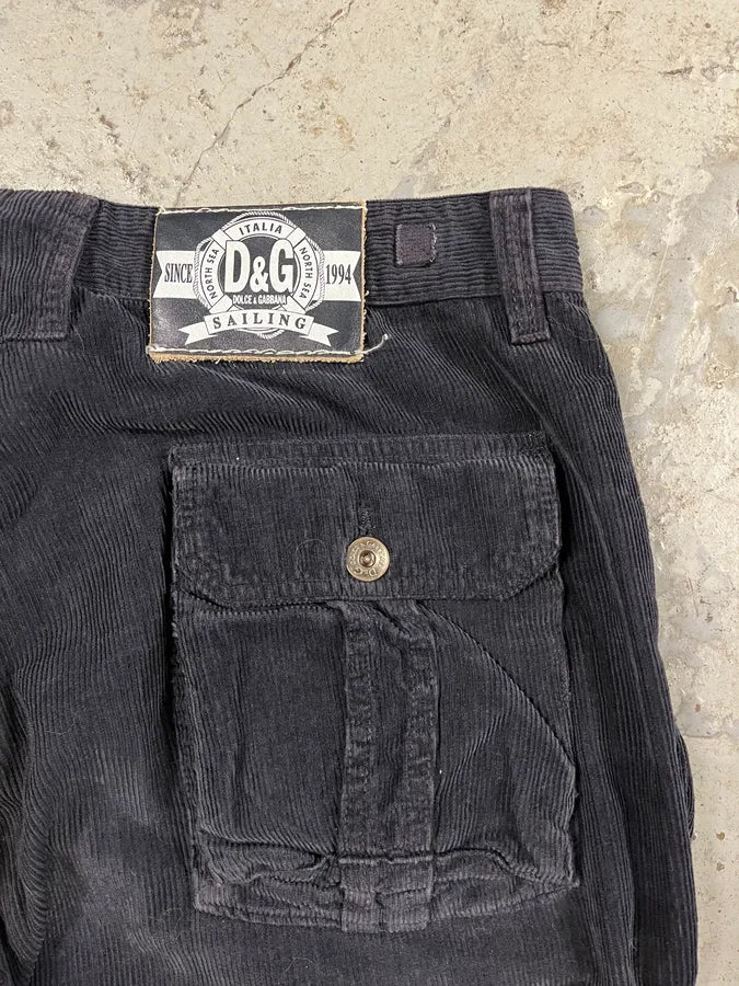 FW2006 Dolce & Gabbana Navy Velvet Bondage Cargo Pants RjTgHqq 10