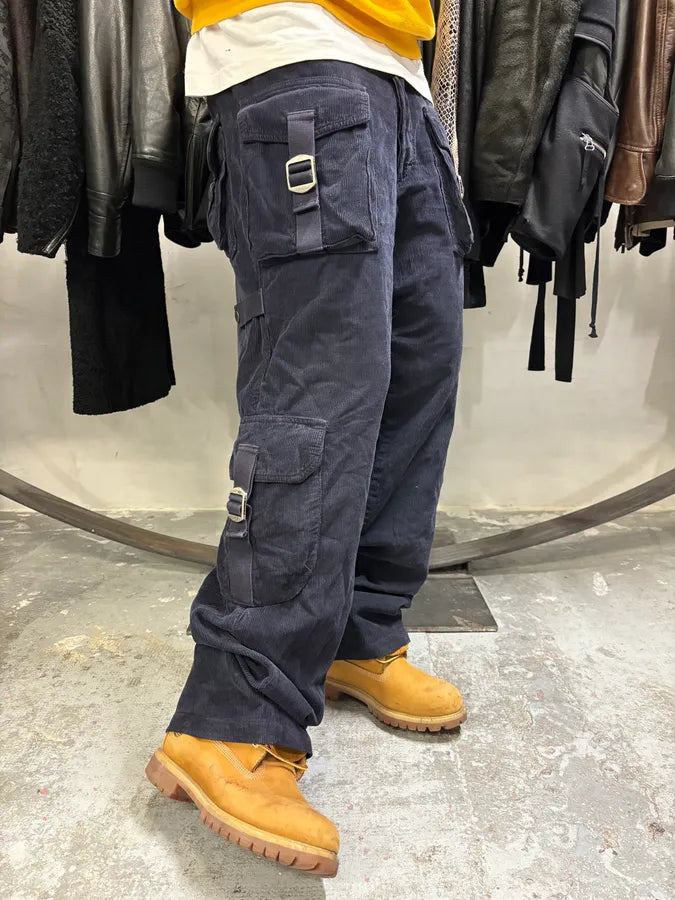 FW2006 Dolce & Gabbana Navy Velvet Bondage Cargo Pants RjTgHqq 2