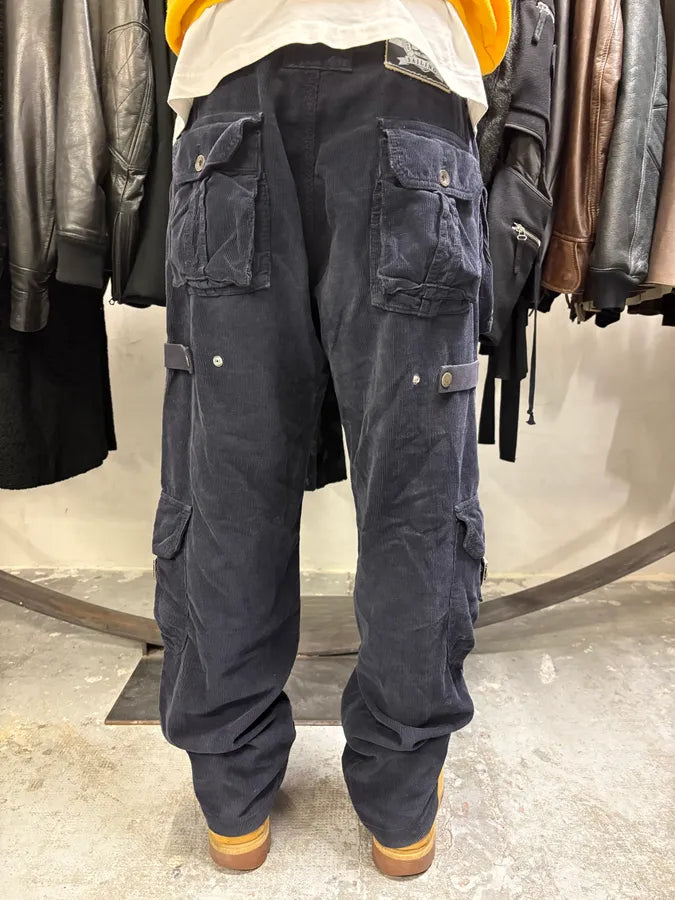 FW2006 Dolce & Gabbana Navy Velvet Bondage Cargo Pants RjTgHqq 3