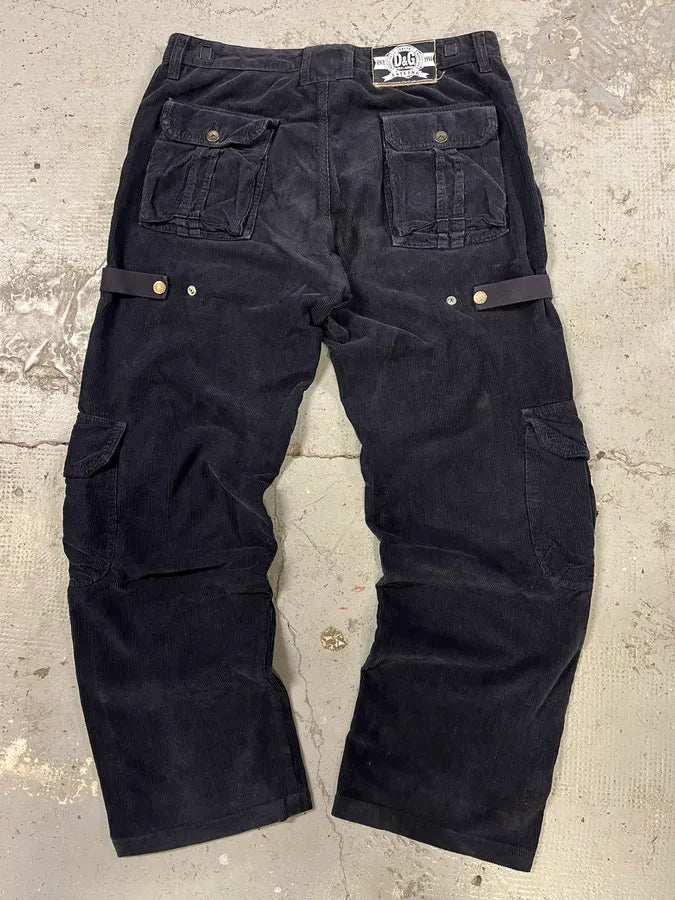 FW2006 Dolce & Gabbana Navy Velvet Bondage Cargo Pants RjTgHqq 6