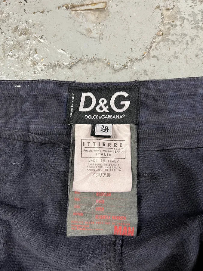 FW2006 Dolce & Gabbana Navy Velvet Bondage Cargo Pants RjTgHqq 9