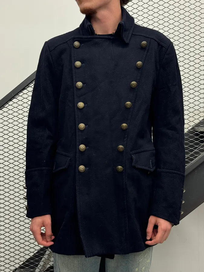 FW2006 Dolce & Gabbana Navy Wool Double-Breasted Coat HSSMExu 1