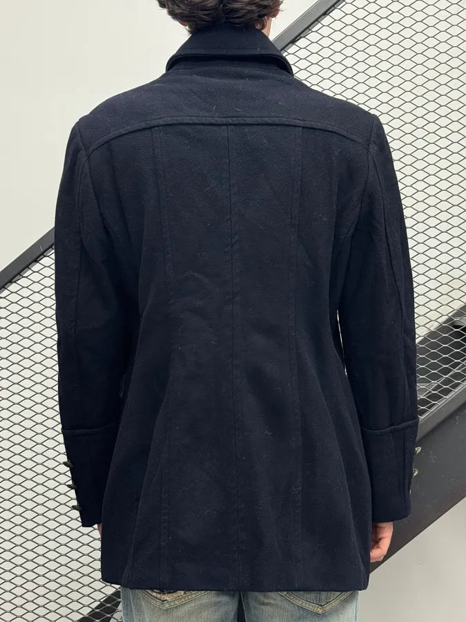 FW2006 Dolce & Gabbana Navy Wool Double-Breasted Coat HSSMExu 2