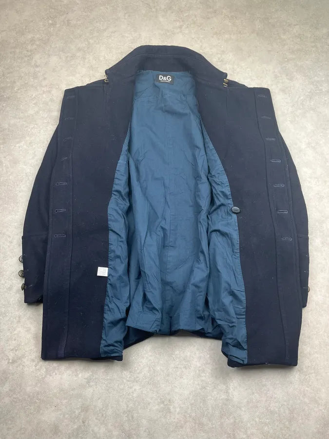 FW2006 Dolce & Gabbana Navy Wool Double-Breasted Coat HSSMExu 8