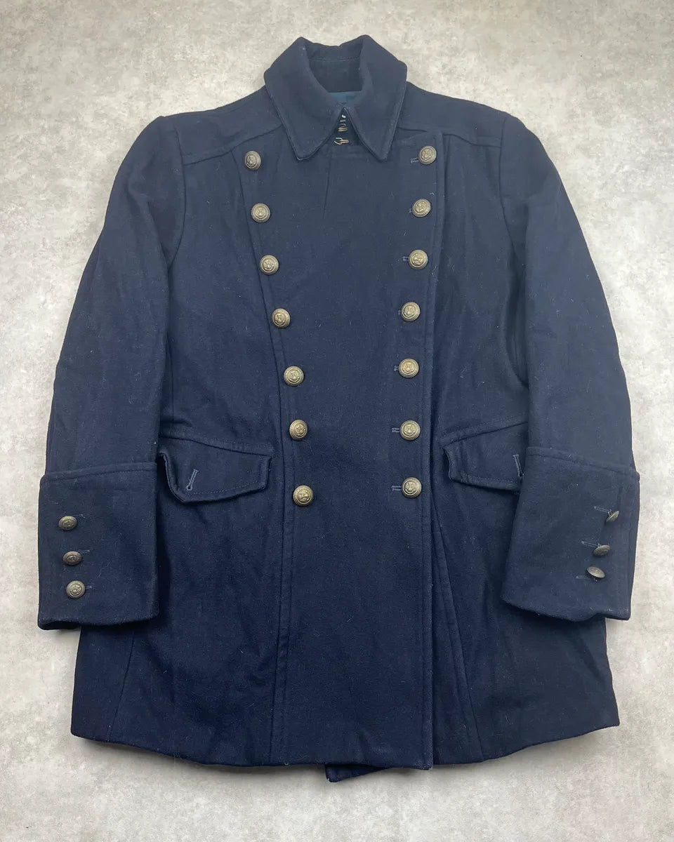 FW2006 Dolce & Gabbana Navy Wool Double-Breasted Coat HSSMExu 3