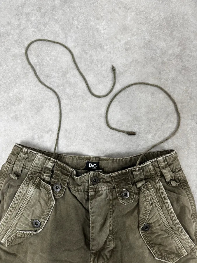 AW2004 Dolce & Gabbana Olive Green Multi Pockets Cargo Pants sHrVxWY 10