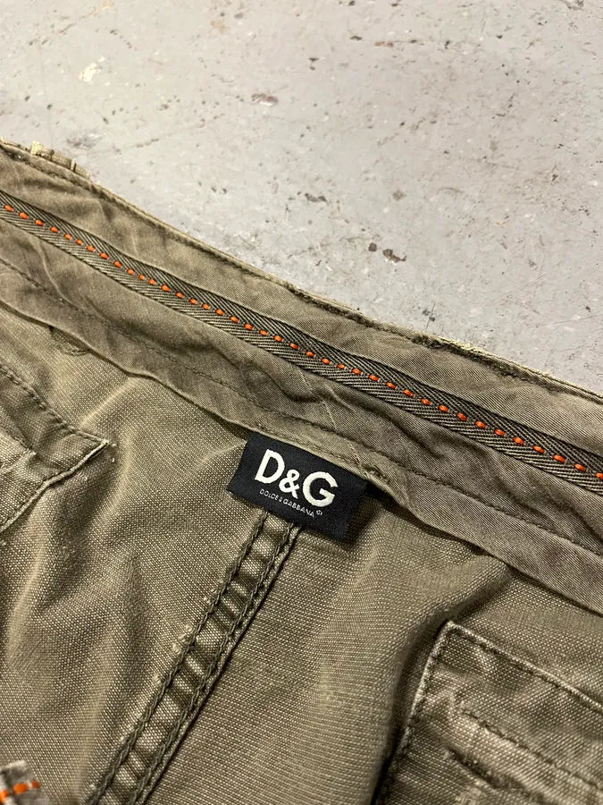 FW2006 Dolce & Gabbana Olive Multi Pockets Cargo Shorts (XL) crclaNW 11