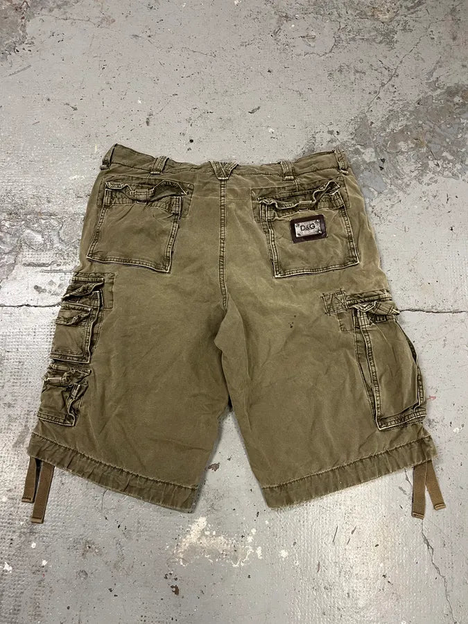 FW2006 Dolce & Gabbana Olive Multi Pockets Cargo Shorts (XL) crclaNW 7