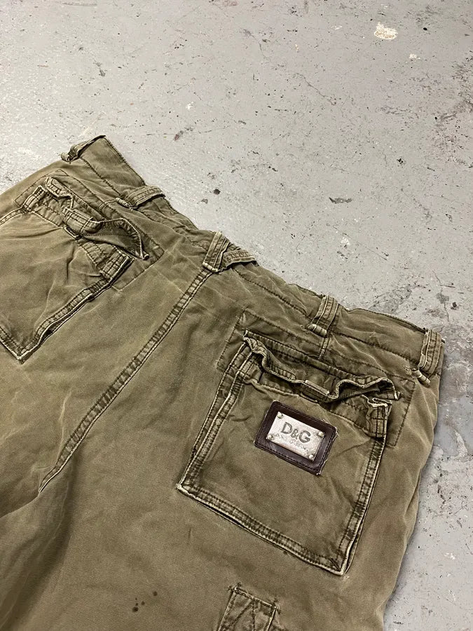 FW2006 Dolce & Gabbana Olive Multi Pockets Cargo Shorts (XL) crclaNW 8