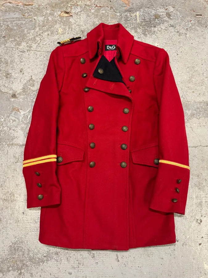 FW2006 Dolce & Gabbana Red Wool Double-Breasted Officer Coat mlpUQhF 0