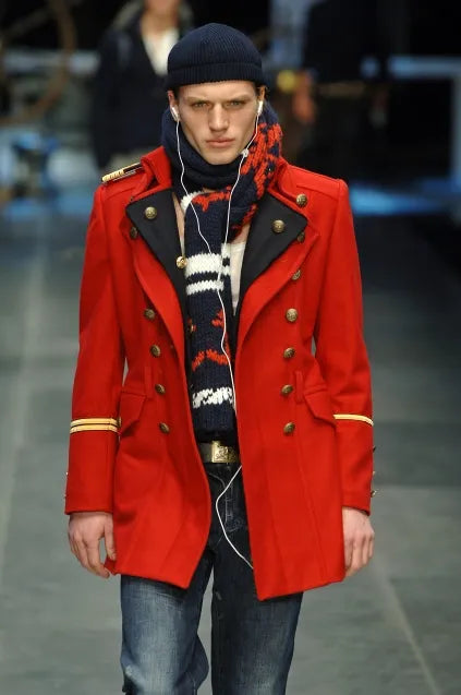 FW2006 Dolce & Gabbana Red Wool Double-Breasted Officer Coat mlpUQhF 1