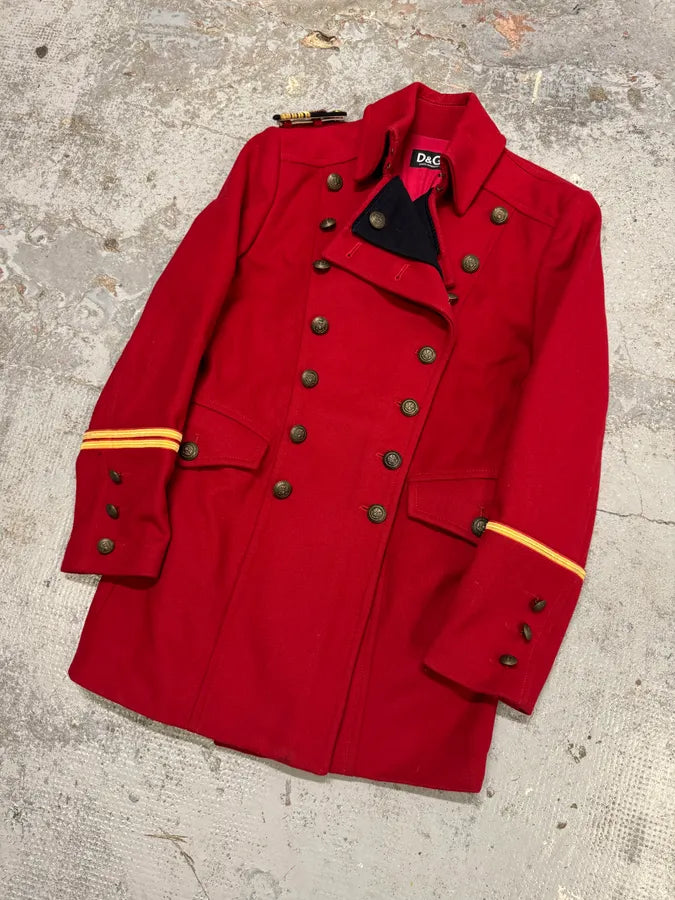 FW2006 Dolce & Gabbana Red Wool Double-Breasted Officer Coat mlpUQhF 4