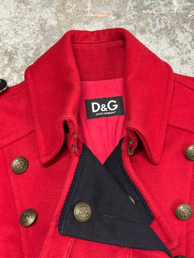 FW2006 Dolce & Gabbana Red Wool Double-Breasted Officer Coat mlpUQhF 8