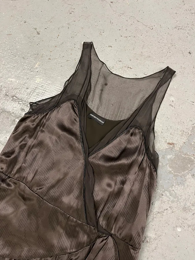 FW2006 Emporio Armani Black Mesh Asymmetrical Dress (S/M) XqPiyCf 2