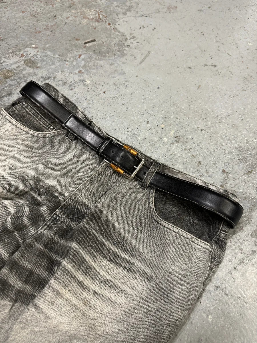 FW2006 Gucci Black Bamboo Buckle Leather Belt iZOPCpX 0