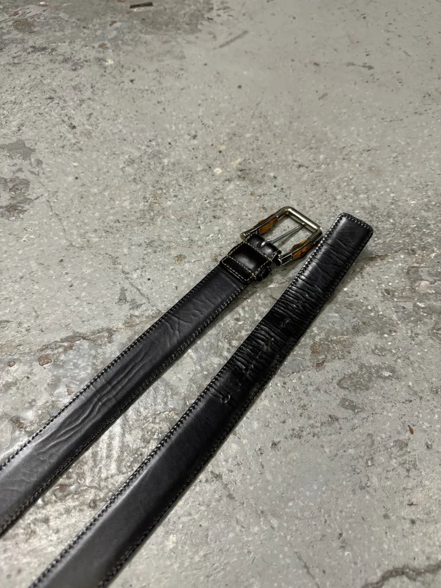 FW2006 Gucci Black Bamboo Buckle Leather Belt iZOPCpX 4