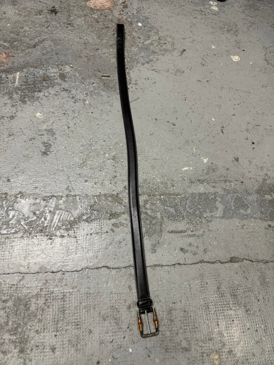 FW2006 Gucci Black Bamboo Buckle Leather Belt iZOPCpX 6