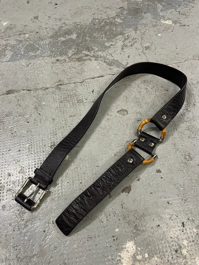 FW2006 Gucci Black Obscure Bamboo Leather Belt (OS) VjjKuJv 2