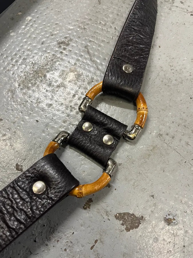 FW2006 Gucci Black Obscure Bamboo Leather Belt (OS) VjjKuJv 3
