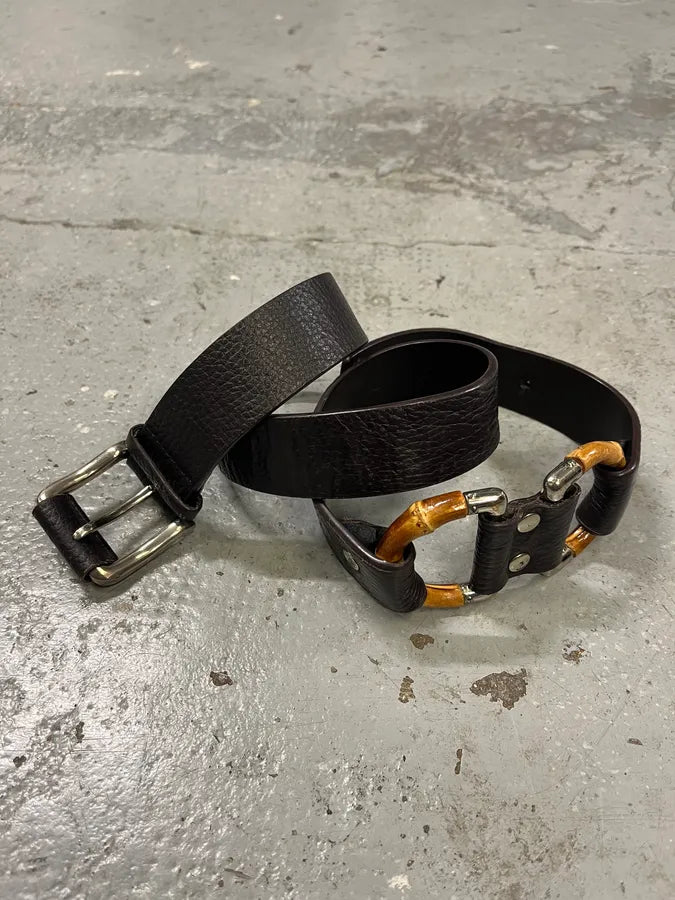 FW2006 Gucci Black Obscure Bamboo Leather Belt (OS) VjjKuJv 7