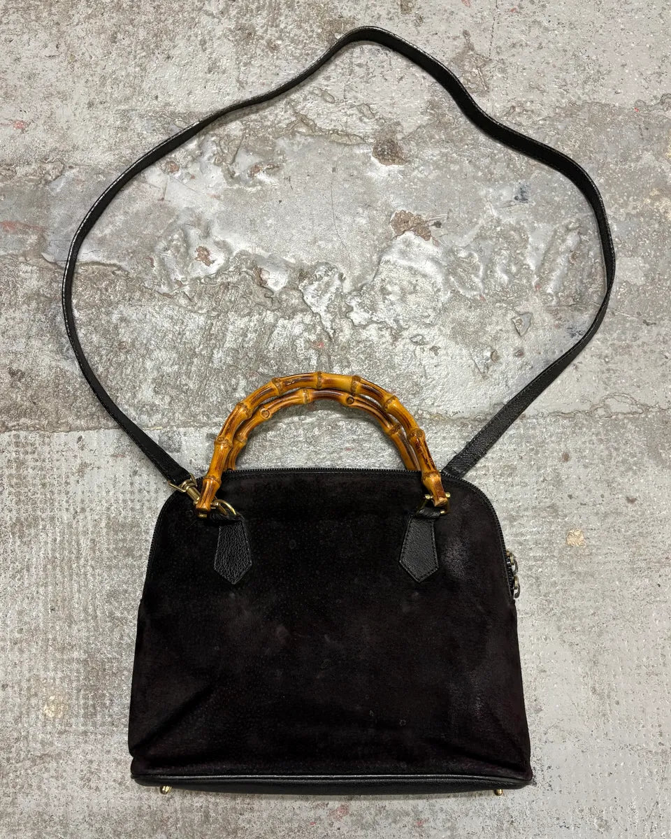 FW2006 Gucci Black Suede Bamboo Handle Bag jLqhXAT 0