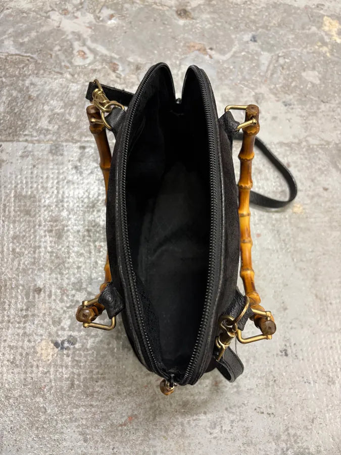 FW2006 Gucci Black Suede Bamboo Handle Bag jLqhXAT 8