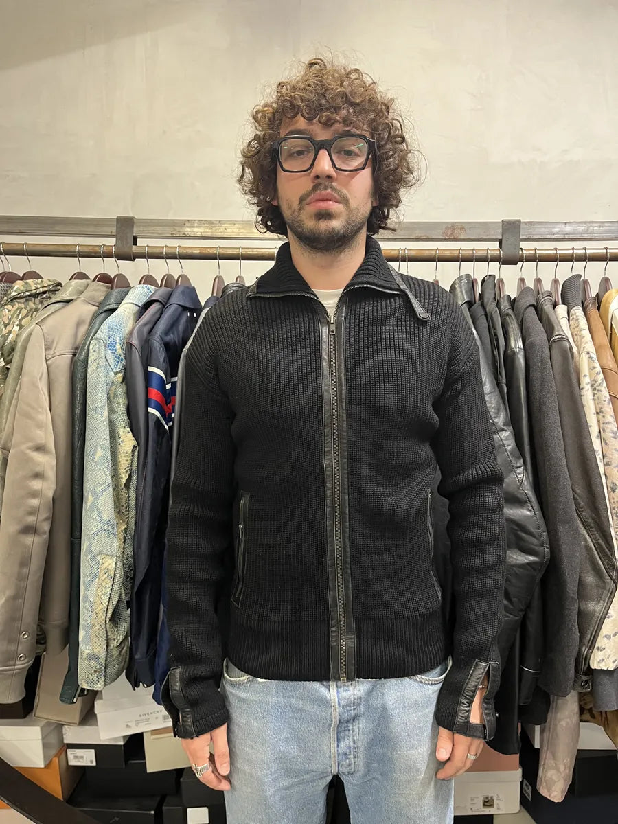 FW2006 Gucci Black Wool & Leather Jacket klAJODr 4