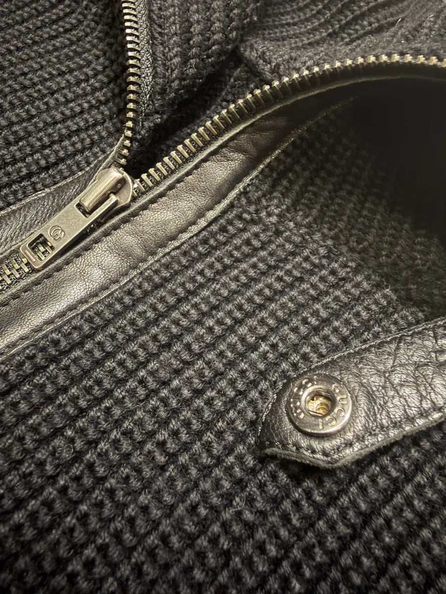 FW2006 Gucci Black Wool & Leather Jacket klAJODr 6