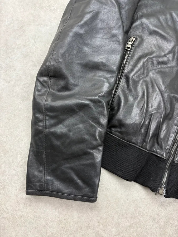 FW2006 Prada Black Biker Leather Bomber Jacket mdZdUnd 7